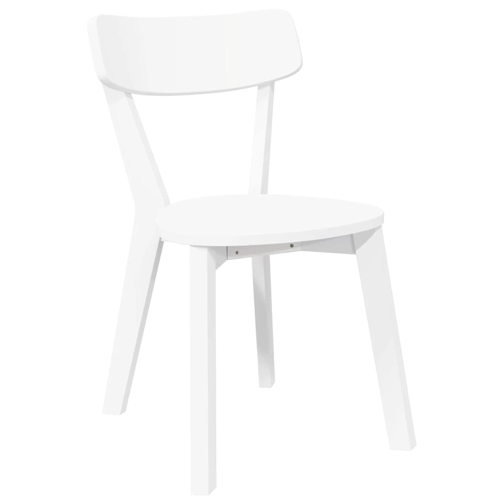 Chaises à manger 2 pcs blanc bois massif caoutchouc