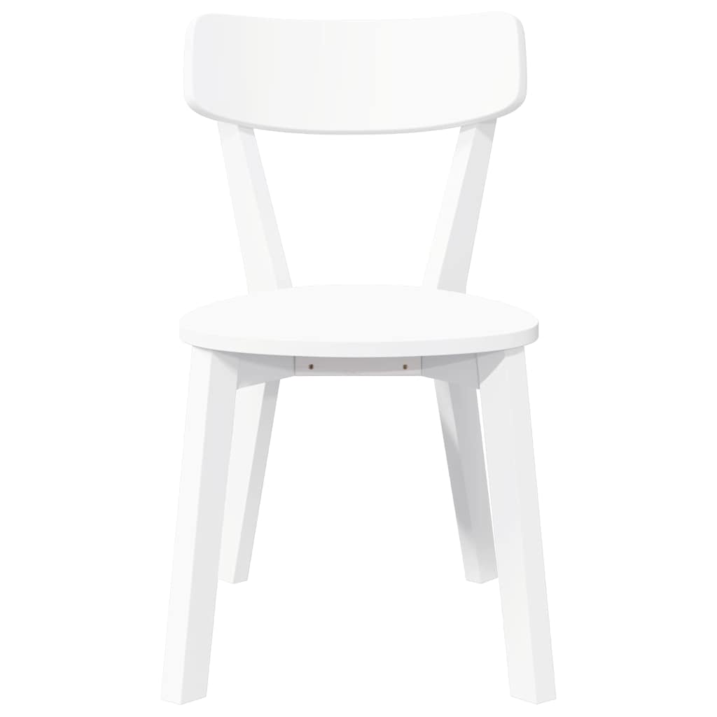 Chaises à manger 2 pcs blanc bois massif caoutchouc