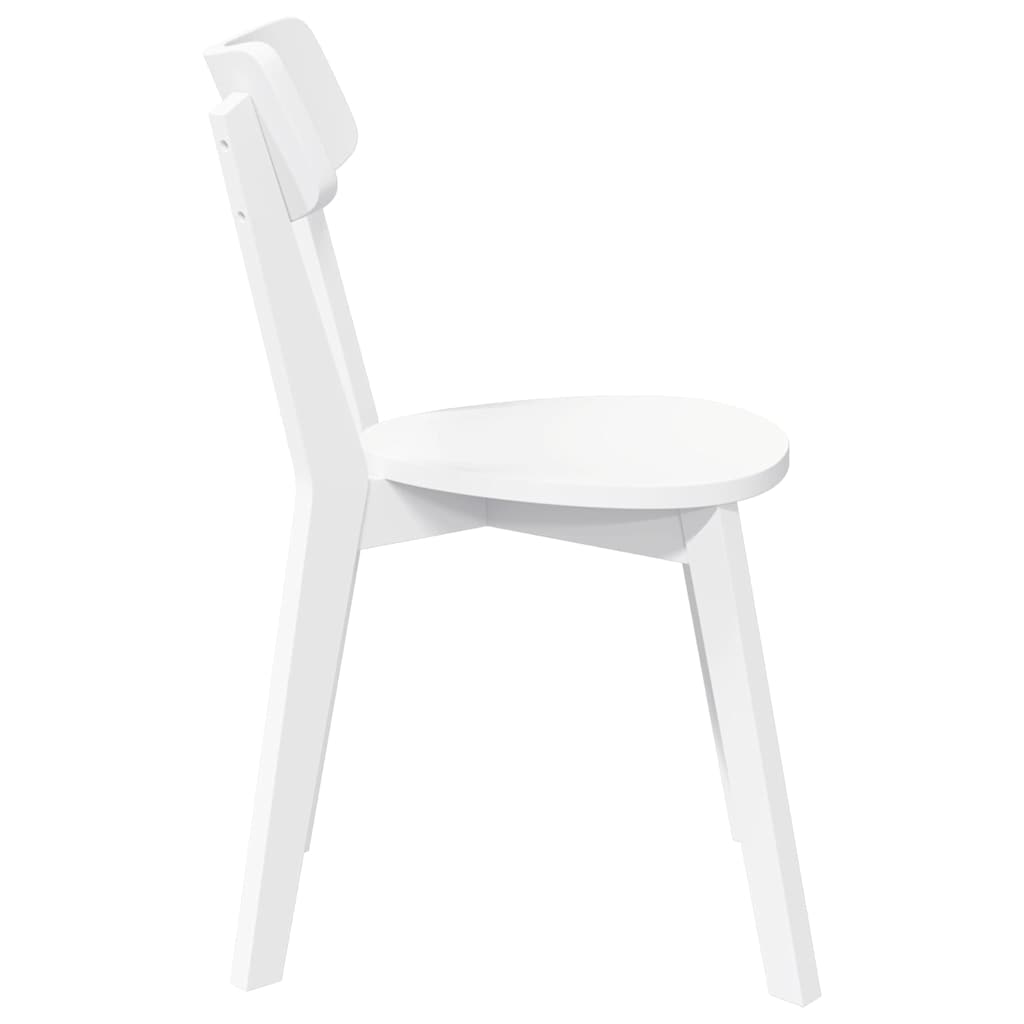 Chaises à manger 2 pcs blanc bois massif caoutchouc