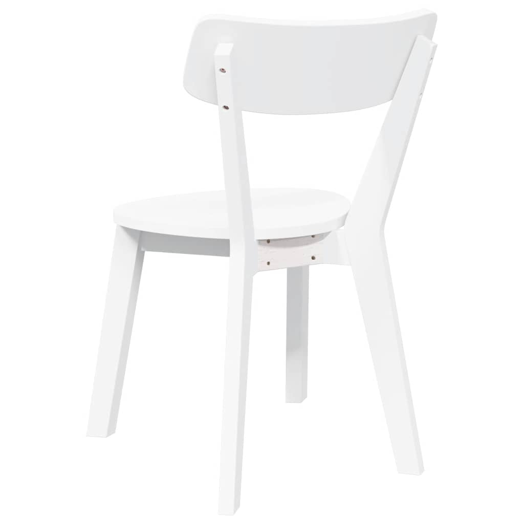 Chaises à manger 2 pcs blanc bois massif caoutchouc