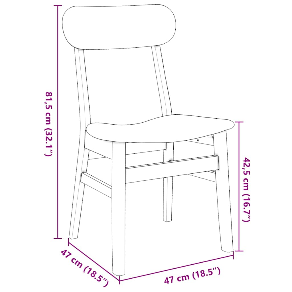 Chaises à manger coussins 2 pcs marron bois massif caoutchouc