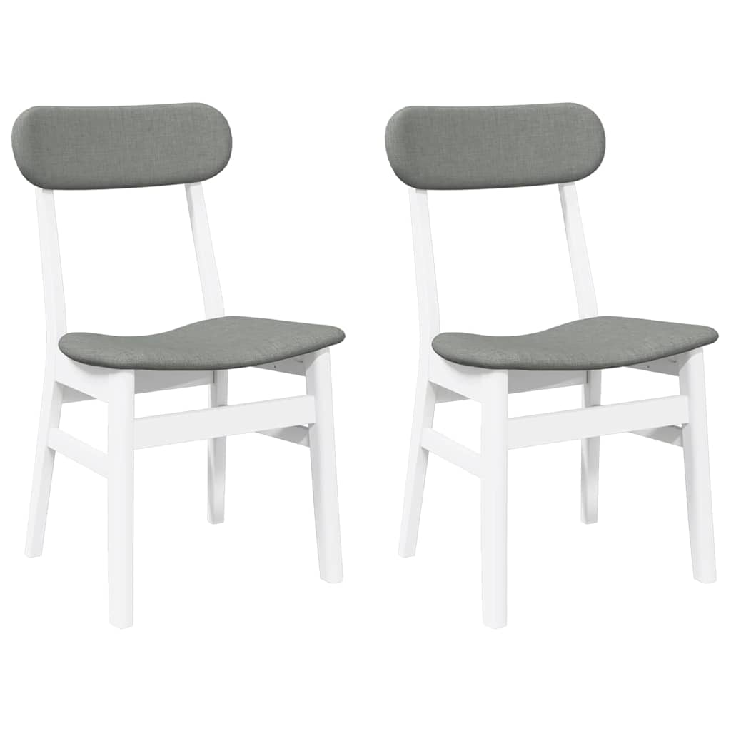 Chaises à manger coussins 2 pcs blanc bois massif caoutchouc