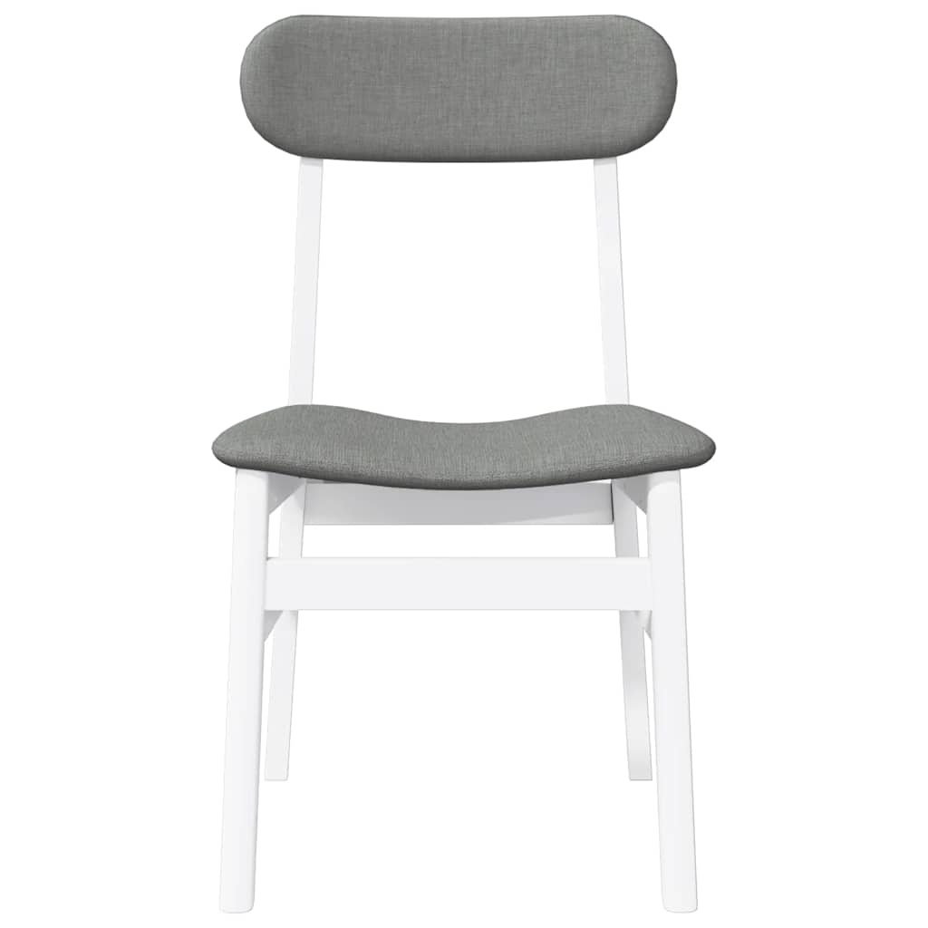 Chaises à manger coussins 2 pcs blanc bois massif caoutchouc