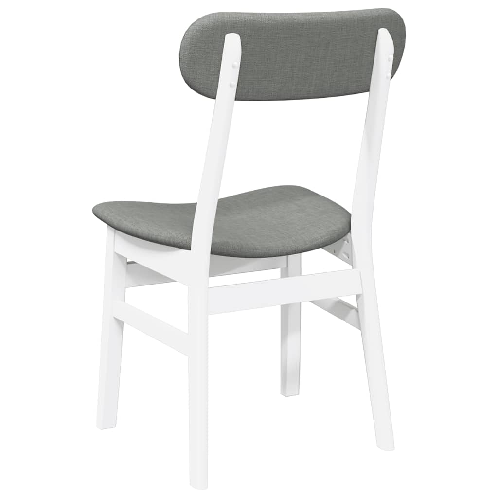 Chaises à manger coussins 2 pcs blanc bois massif caoutchouc