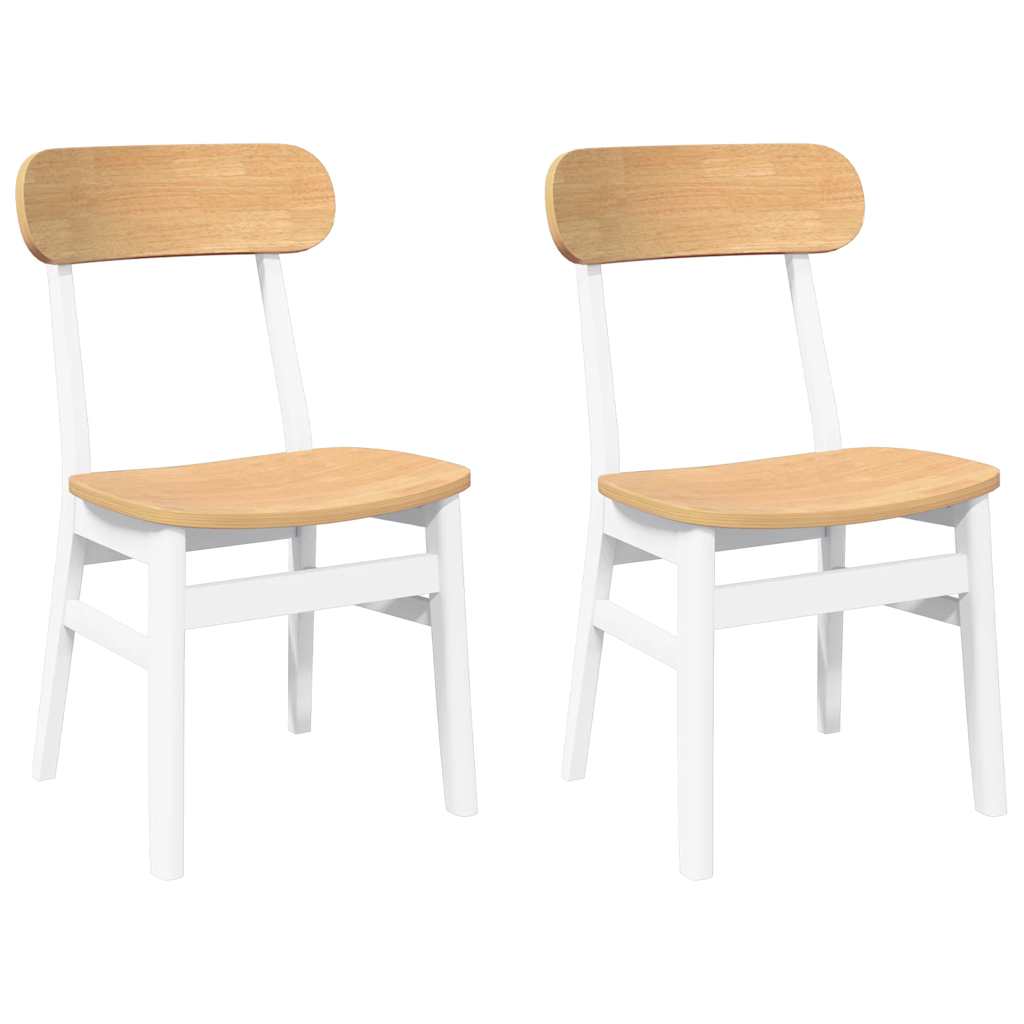 Chaises à manger 2 pcs blanc bois massif caoutchouc