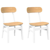 Chaises à manger 2 pcs blanc bois massif caoutchouc