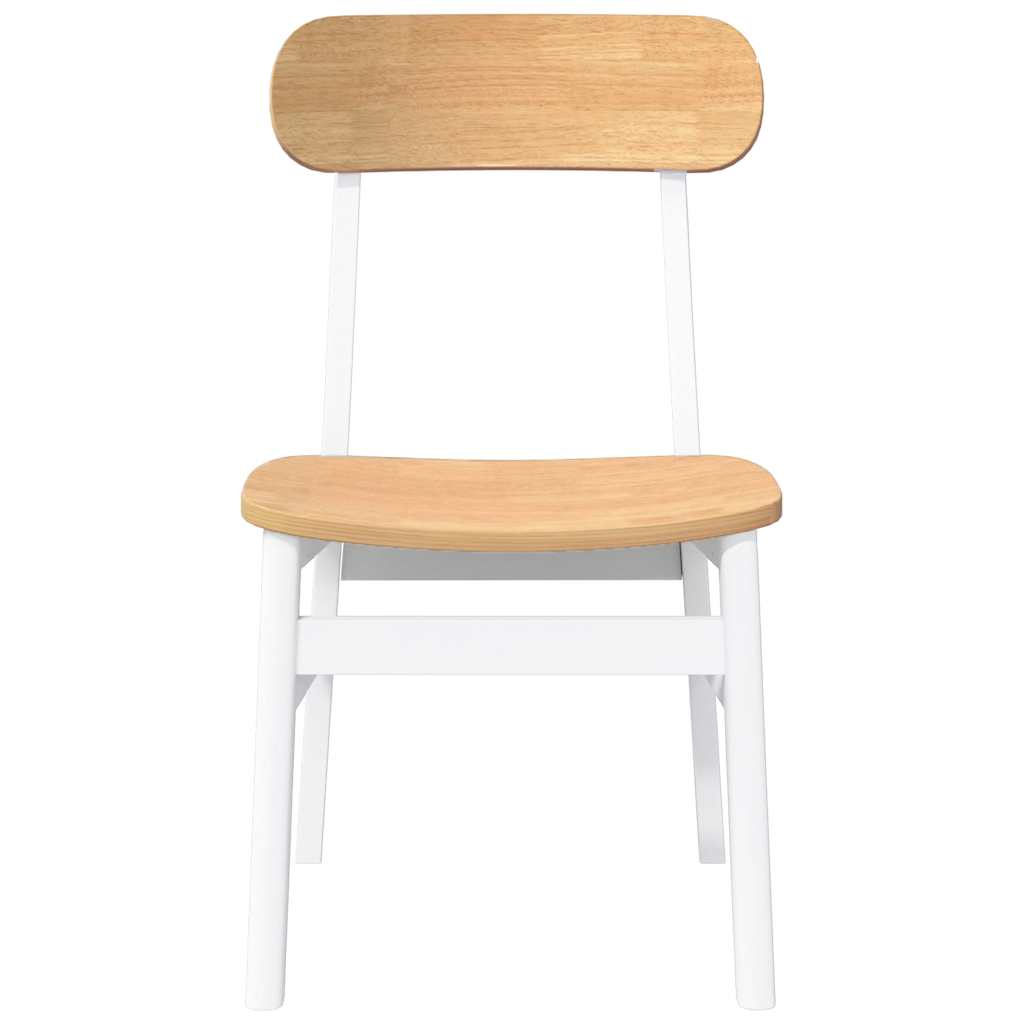 Chaises à manger 2 pcs blanc bois massif caoutchouc