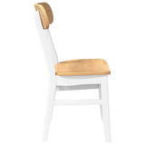 Chaises à manger 2 pcs blanc bois massif caoutchouc