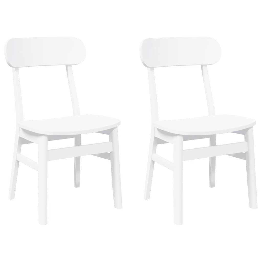 Chaises à manger 2 pcs blanc bois massif caoutchouc