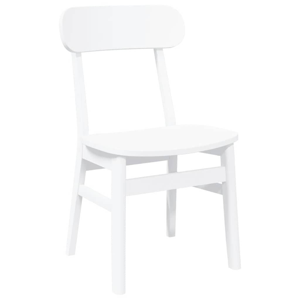 Chaises à manger 2 pcs blanc bois massif caoutchouc