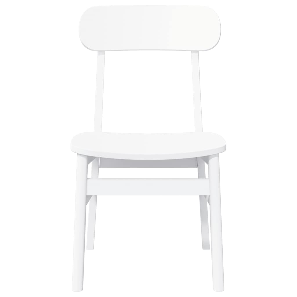 Chaises à manger 2 pcs blanc bois massif caoutchouc