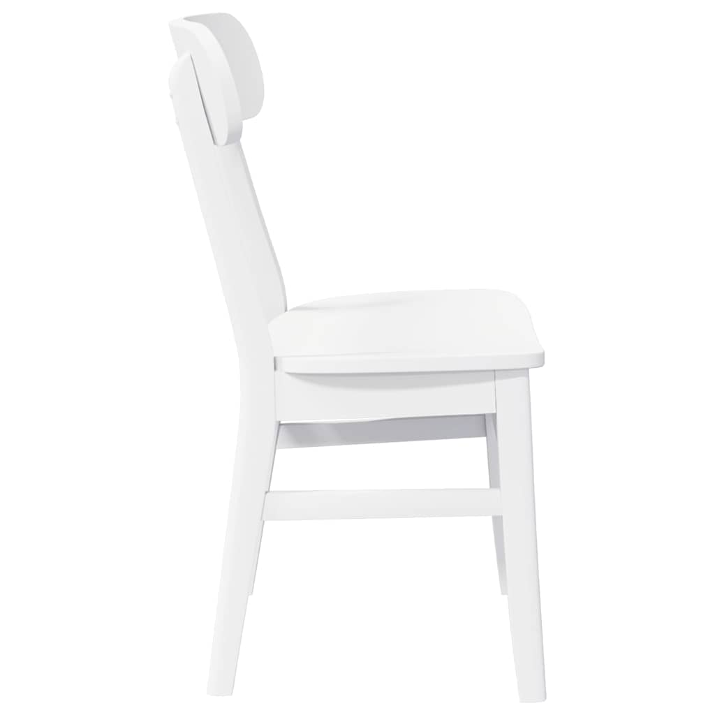 Chaises à manger 2 pcs blanc bois massif caoutchouc