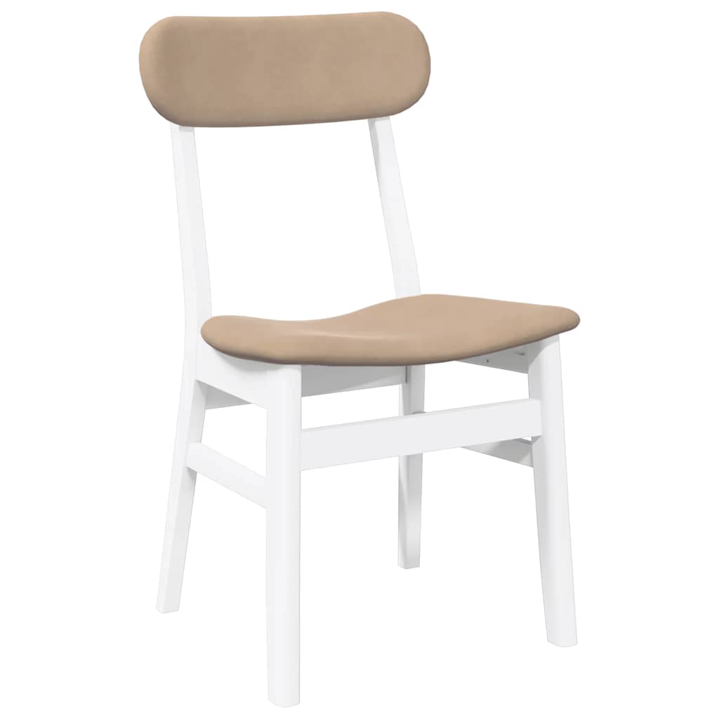 Chaises à manger coussins 2 pcs blanc bois massif caoutchouc