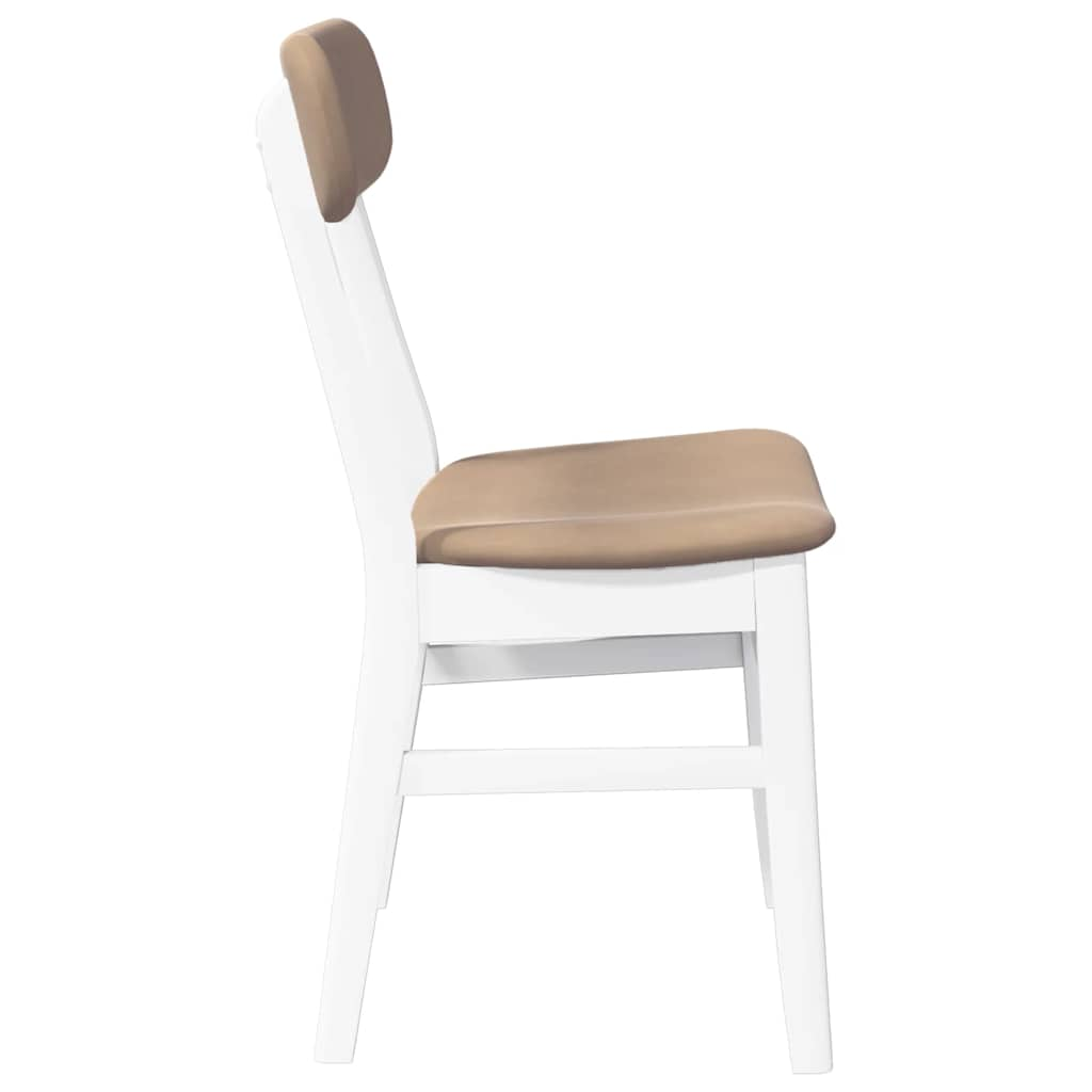 Chaises à manger coussins 2 pcs blanc bois massif caoutchouc