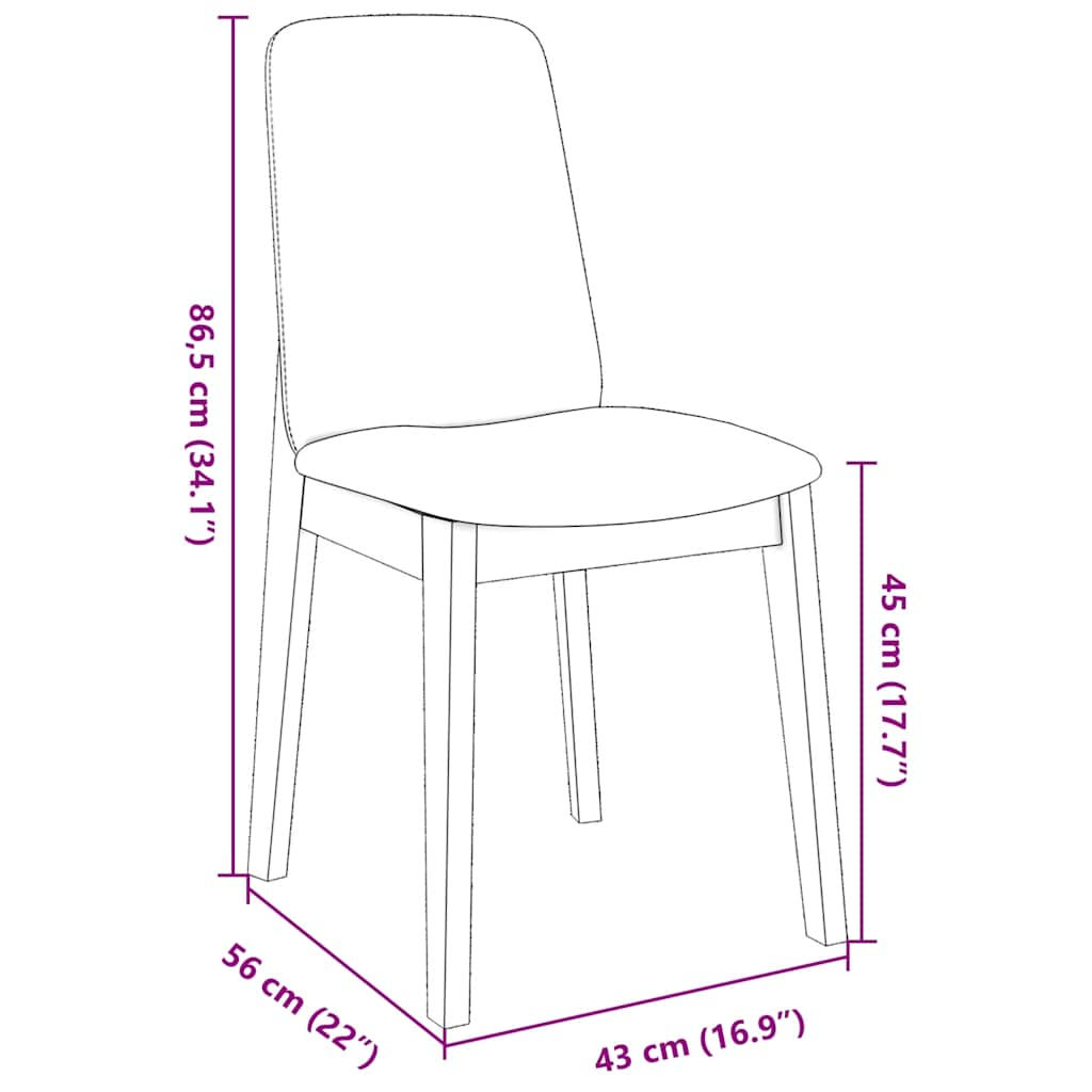 Chaises à manger coussins 2 pcs bois massif caoutchouc