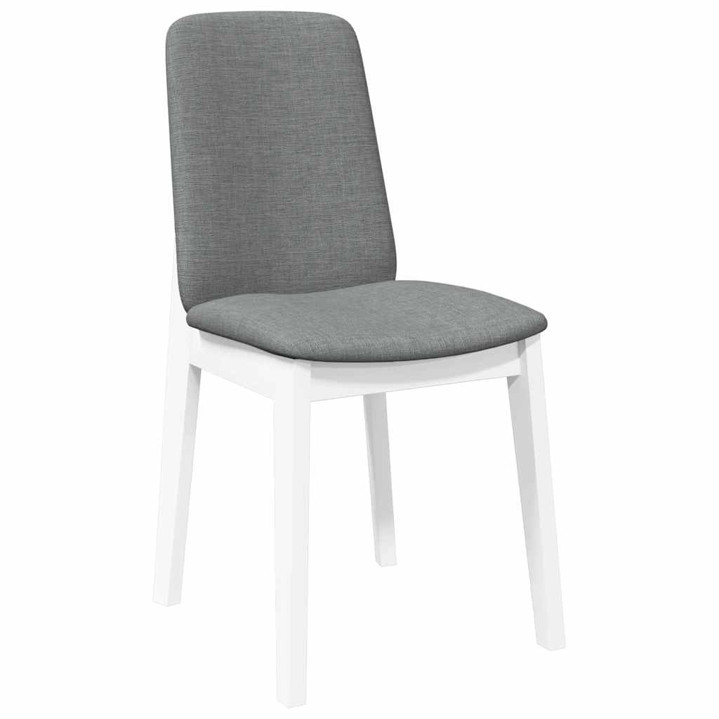 Chaises à manger coussins 2 pcs blanc bois massif caoutchouc