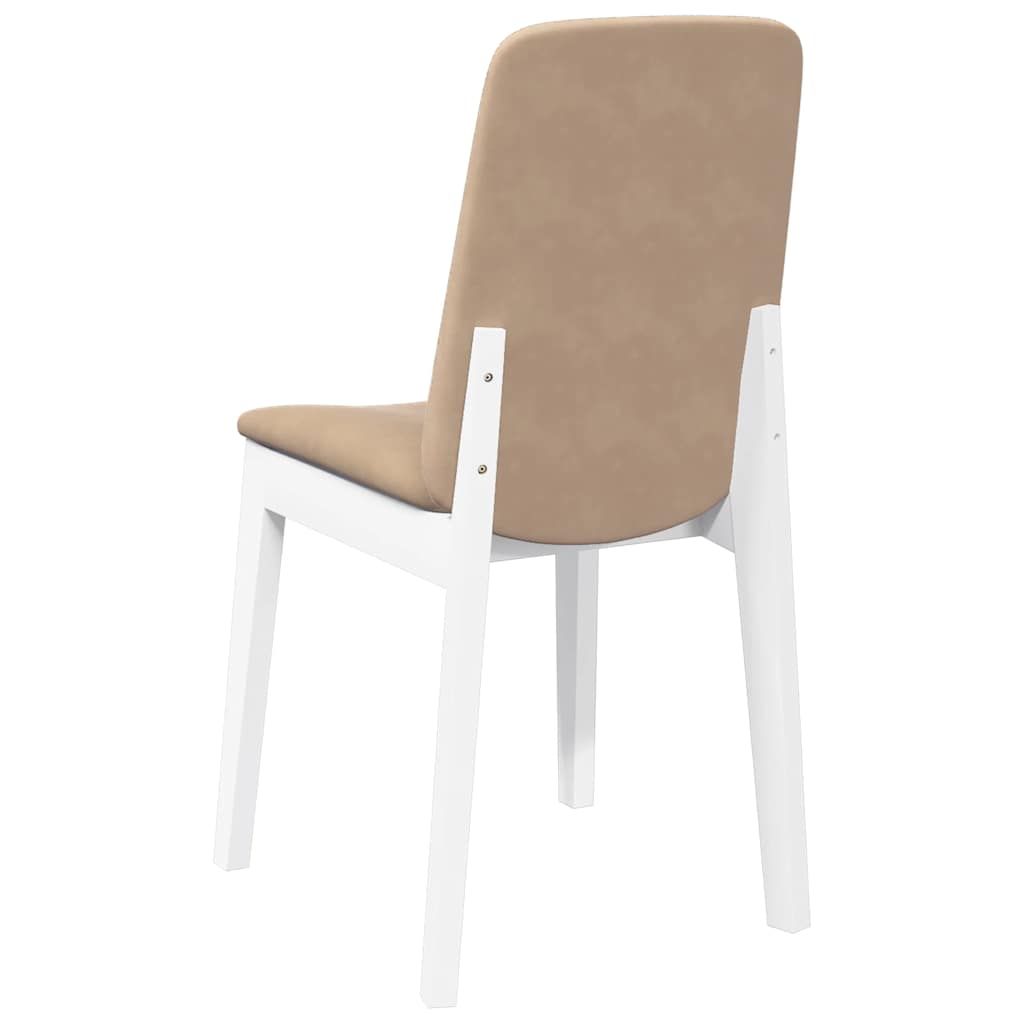 Chaises à manger coussins 2 pcs blanc bois massif caoutchouc