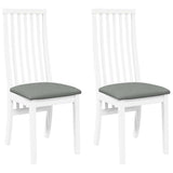 Chaises à manger coussins 2 pcs blanc bois massif caoutchouc