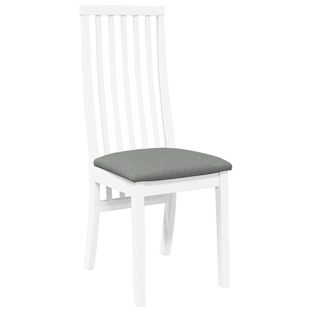 Chaises à manger coussins 2 pcs blanc bois massif caoutchouc