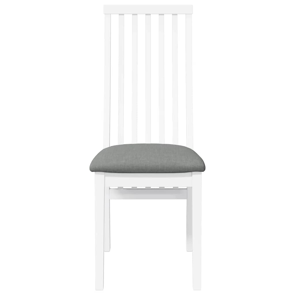 Chaises à manger coussins 2 pcs blanc bois massif caoutchouc