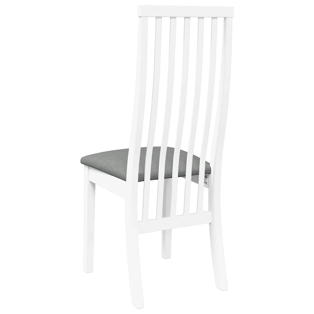 Chaises à manger coussins 2 pcs blanc bois massif caoutchouc