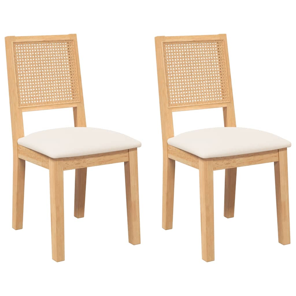 Chaises à manger coussins 2 pcs bois massif caoutchouc