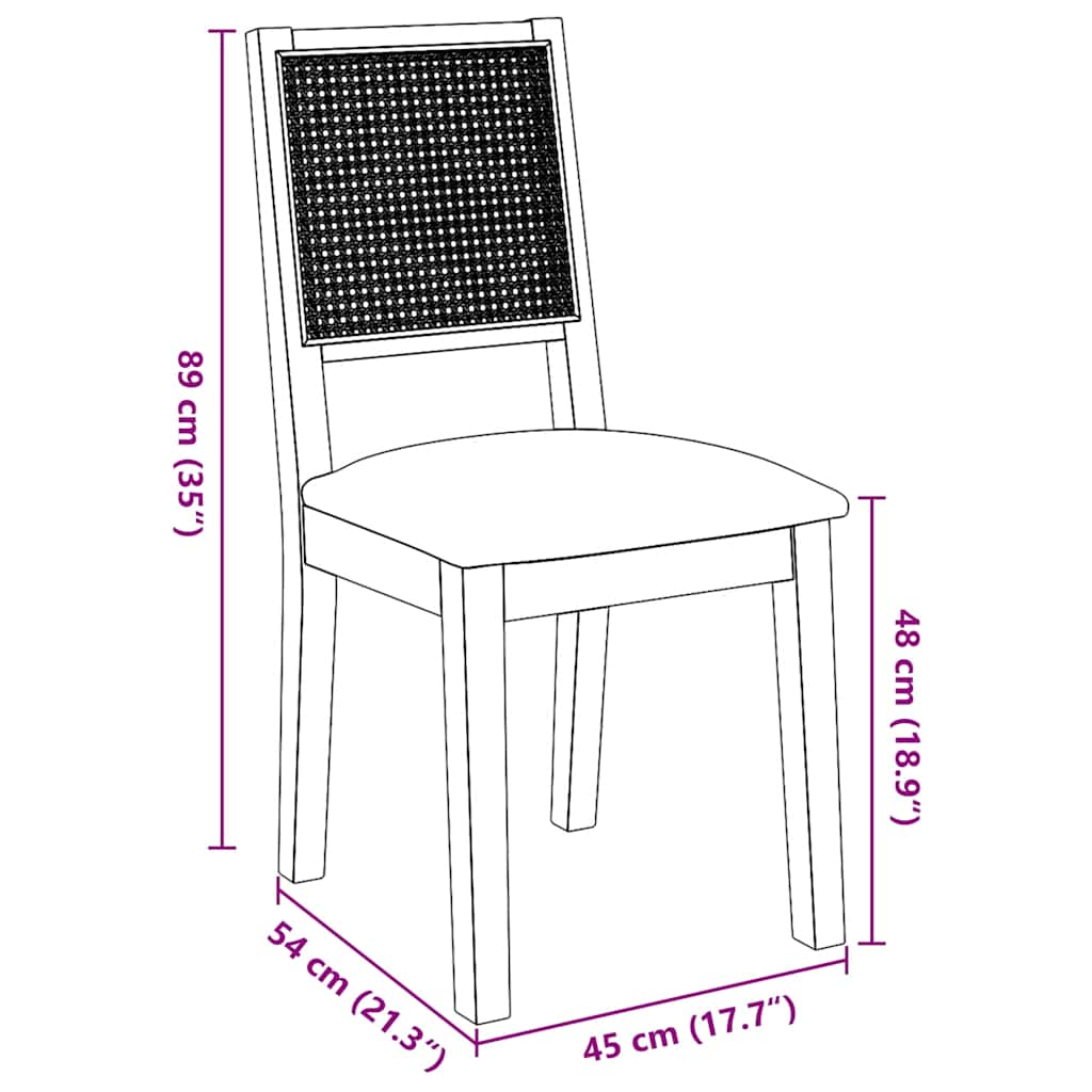 Chaises à manger coussins 2 pcs bois massif caoutchouc