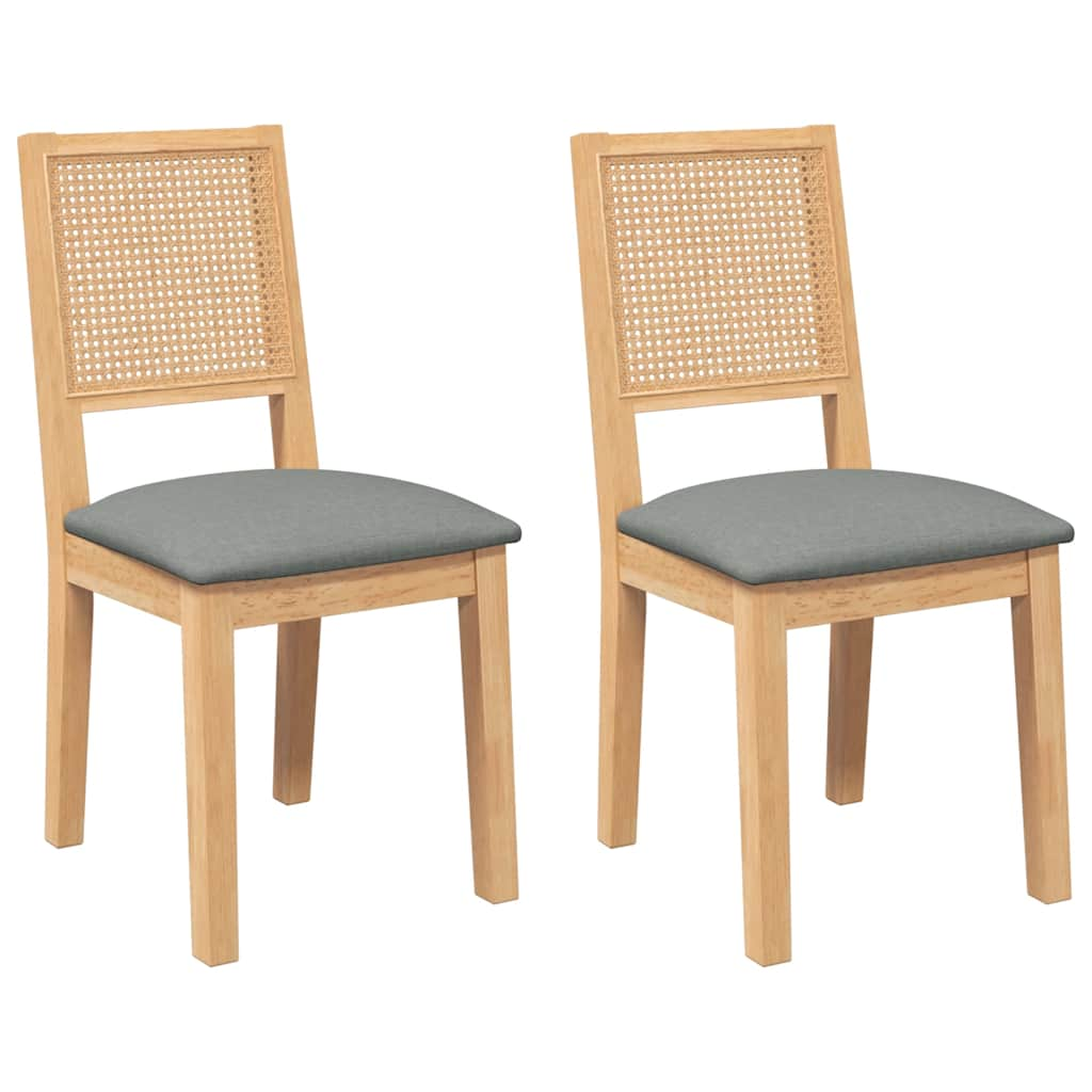 Chaises à manger coussins 2 pcs bois massif caoutchouc