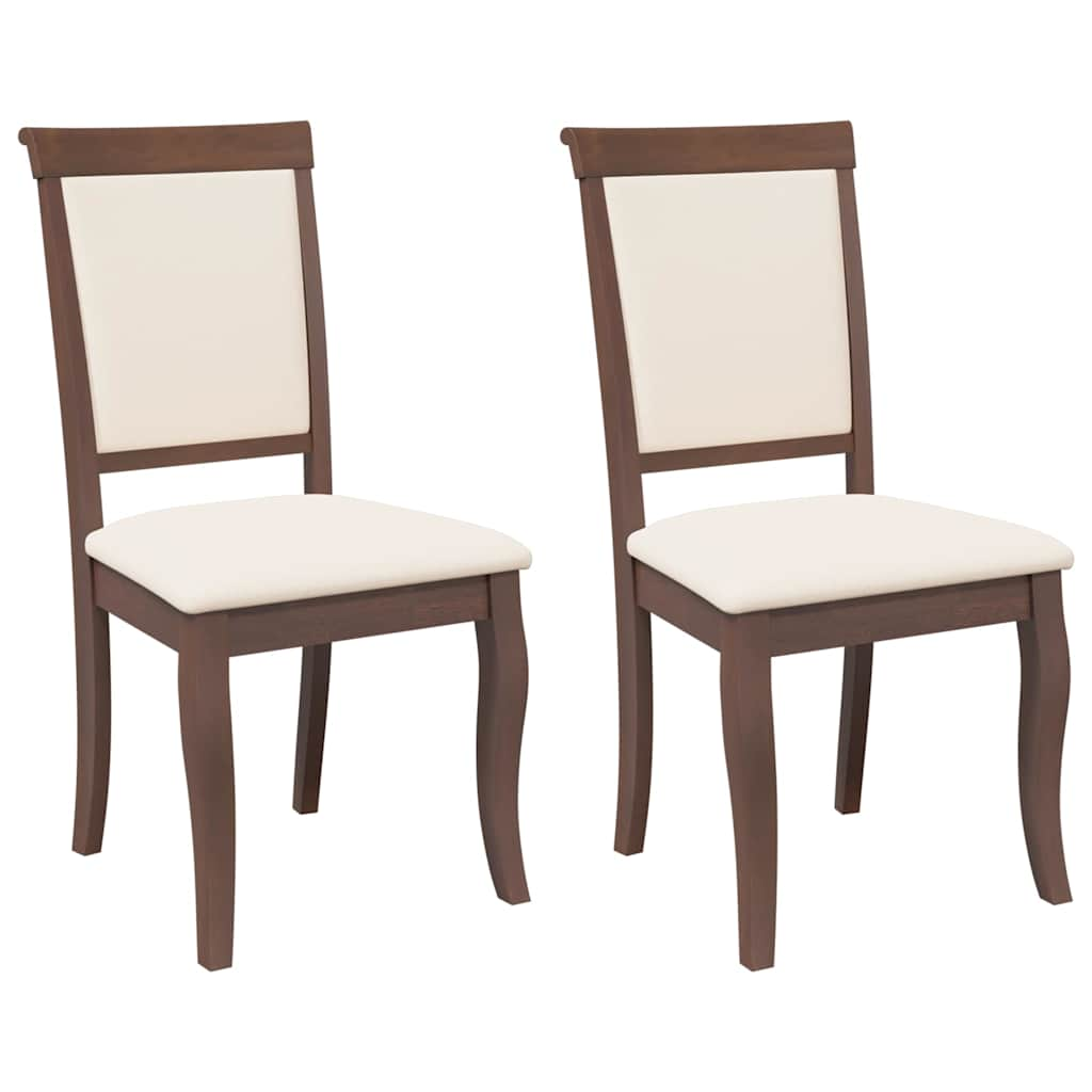 Chaises à manger coussins 2 pcs marron bois massif caoutchouc