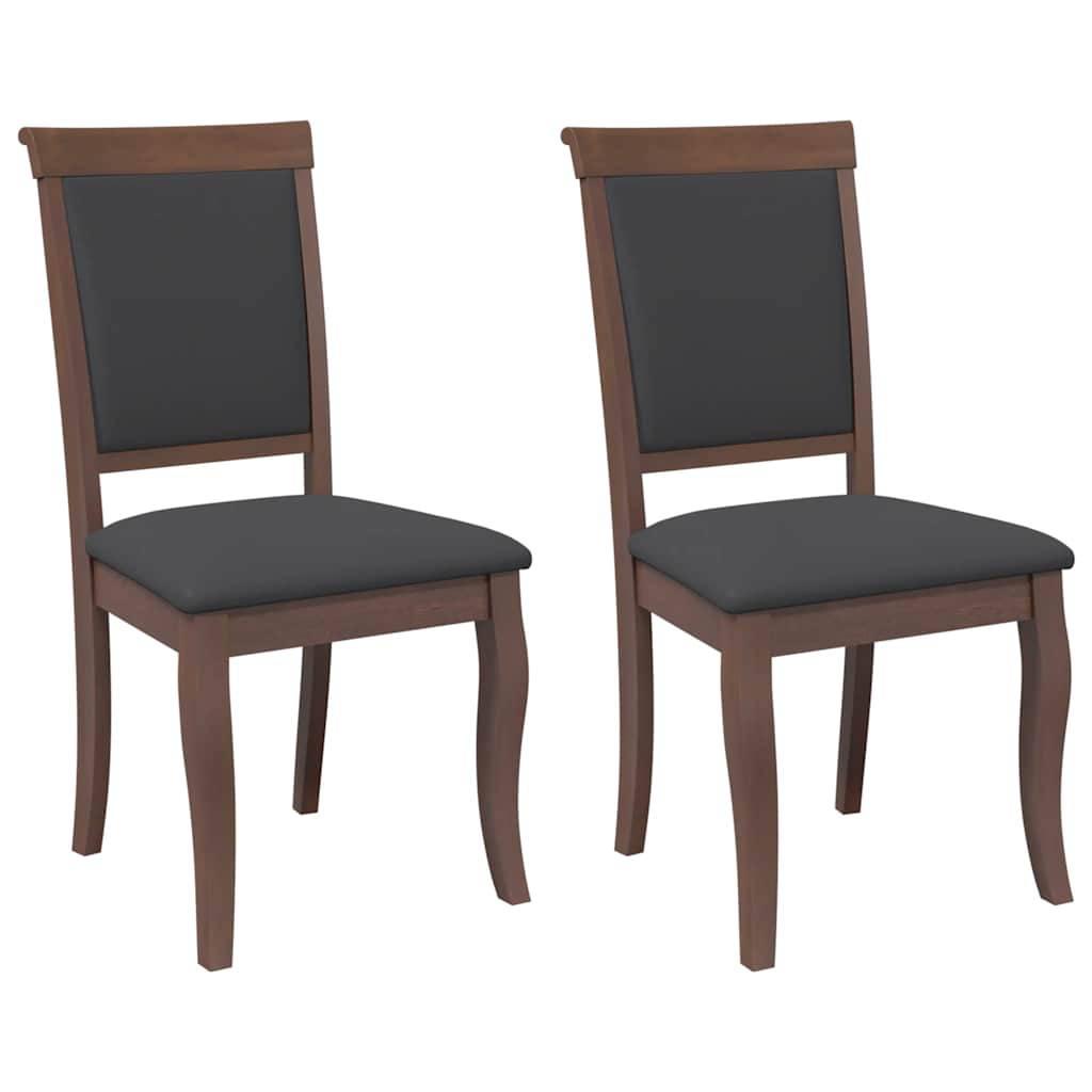 Chaises à manger coussins 2 pcs marron bois massif caoutchouc