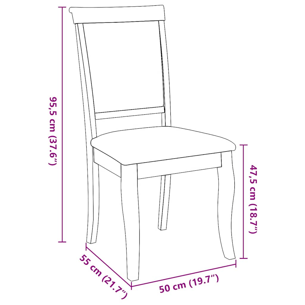 Chaises à manger coussins 2 pcs marron bois massif caoutchouc