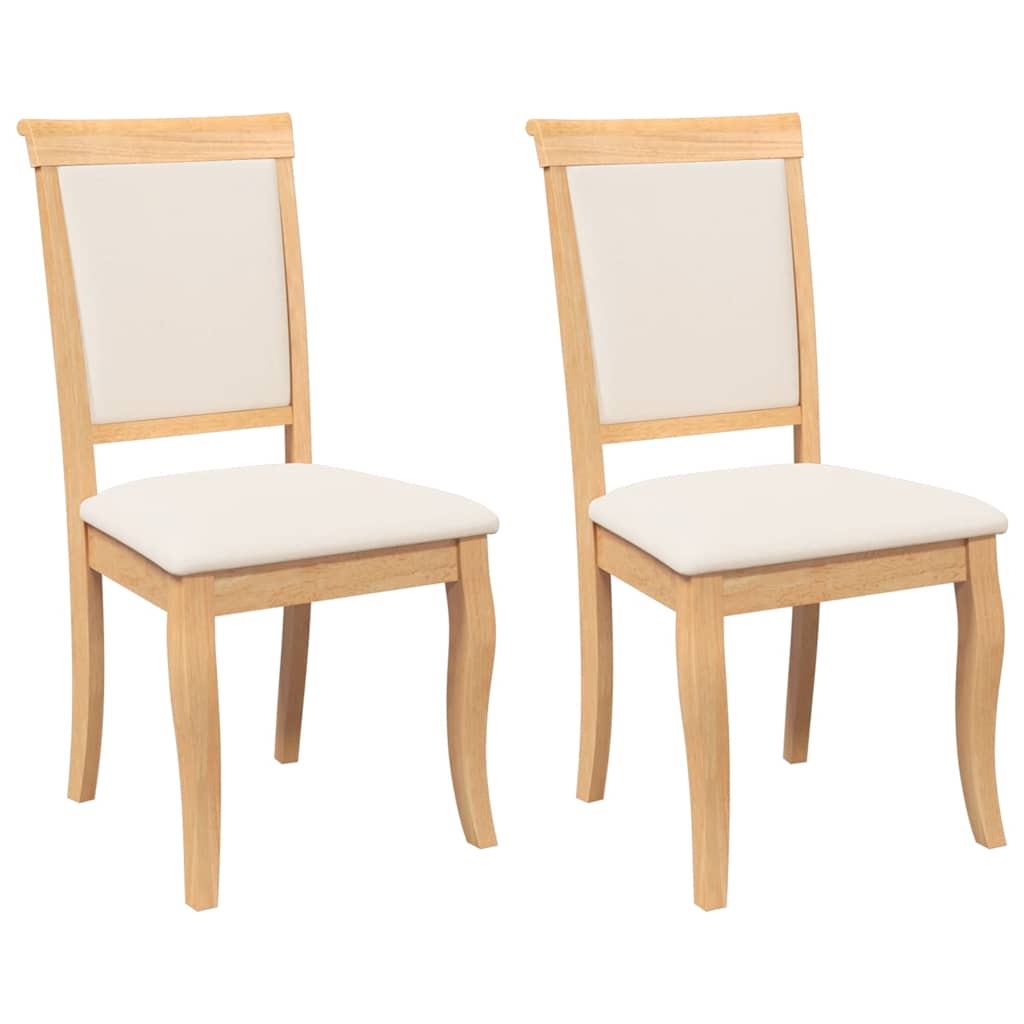 Chaises à manger coussins 2 pcs naturel bois massif caoutchouc