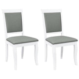 Chaises à manger coussins 2 pcs blanc bois massif caoutchouc