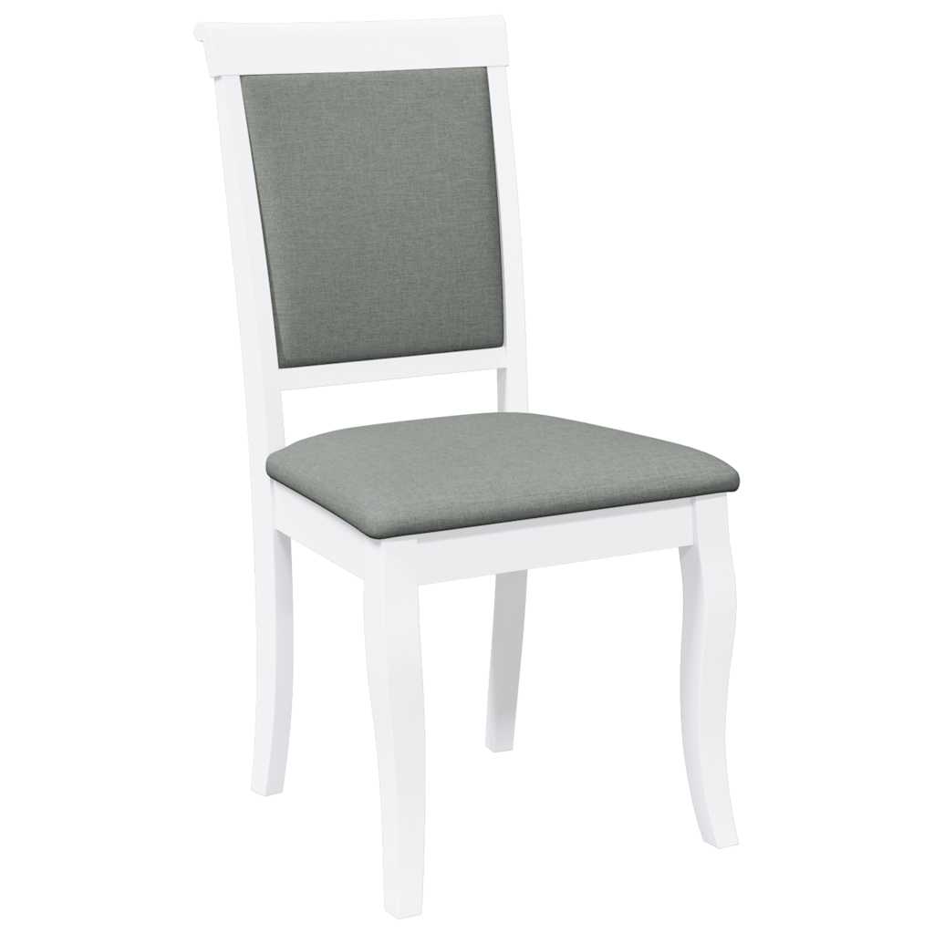 Chaises à manger coussins 2 pcs blanc bois massif caoutchouc