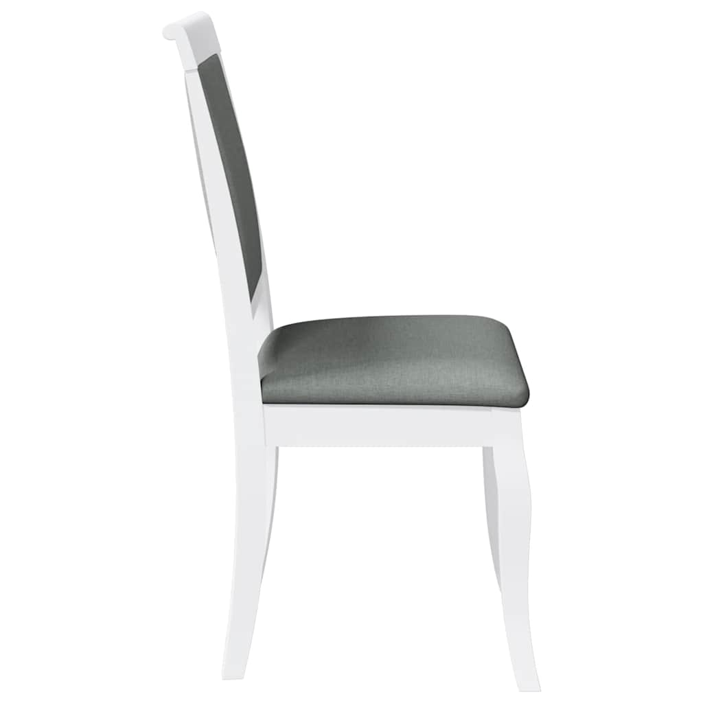 Chaises à manger coussins 2 pcs blanc bois massif caoutchouc