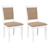 Chaises à manger coussins 2 pcs blanc bois massif caoutchouc