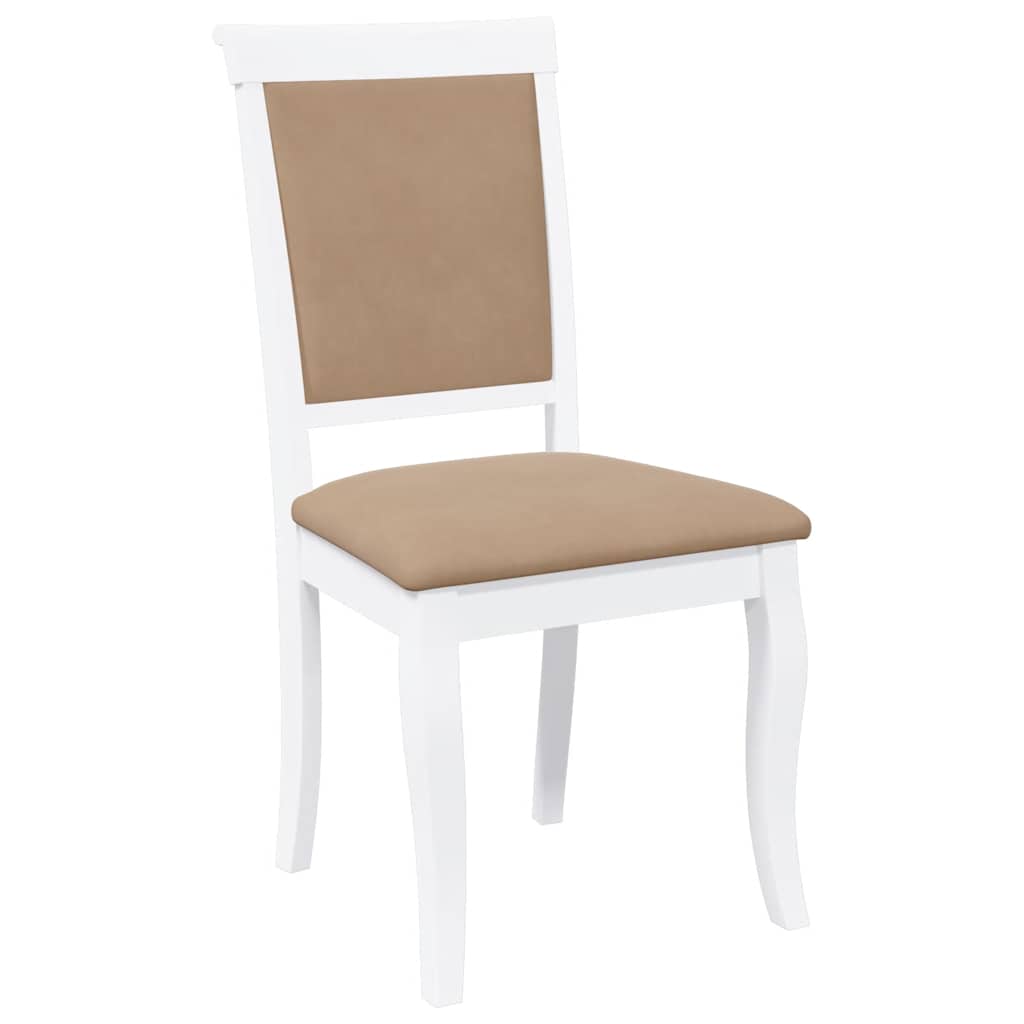 Chaises à manger coussins 2 pcs blanc bois massif caoutchouc