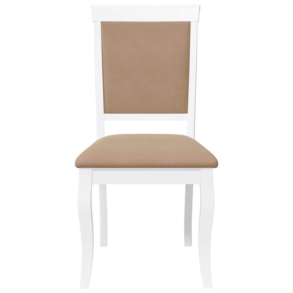 Chaises à manger coussins 2 pcs blanc bois massif caoutchouc