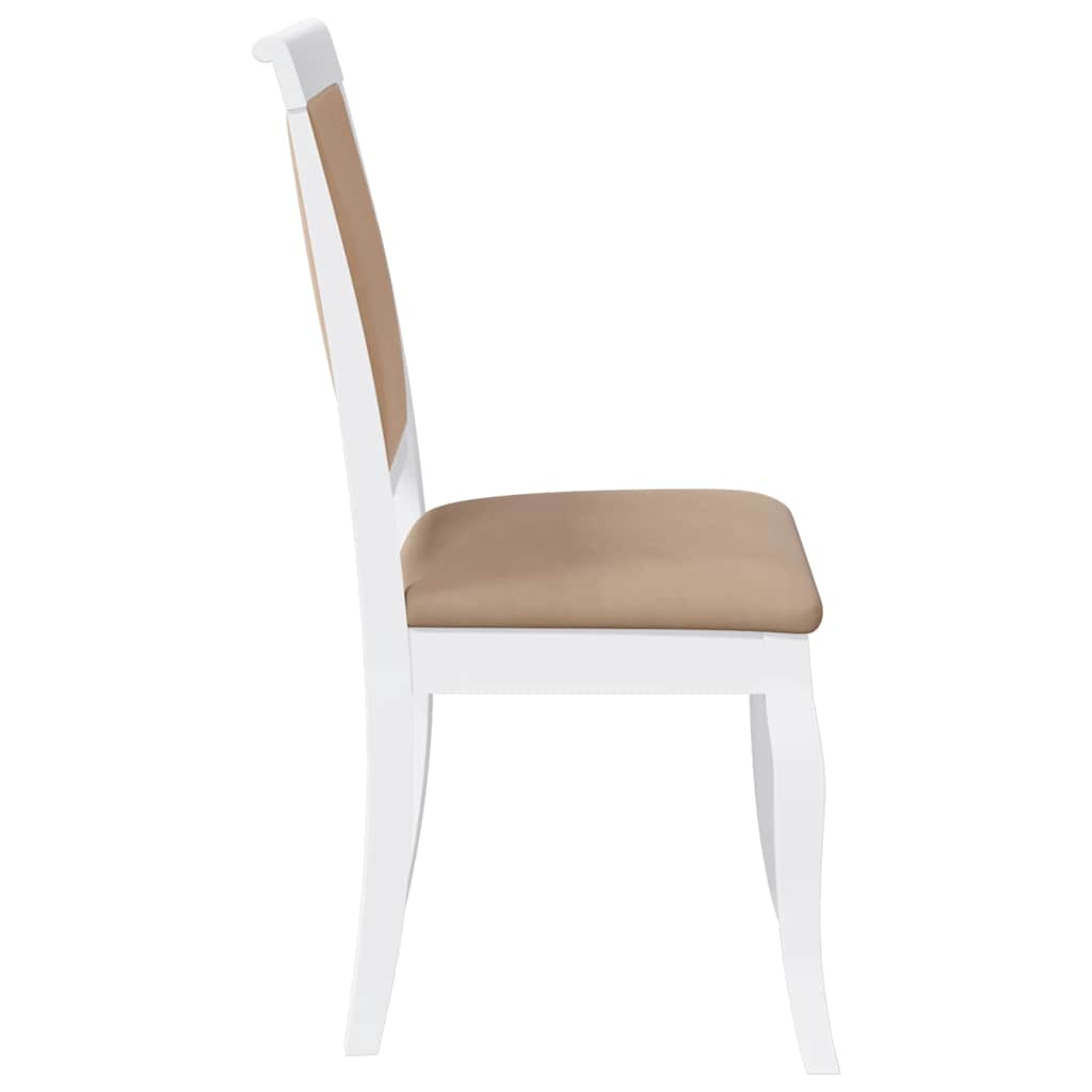 Chaises à manger coussins 2 pcs blanc bois massif caoutchouc