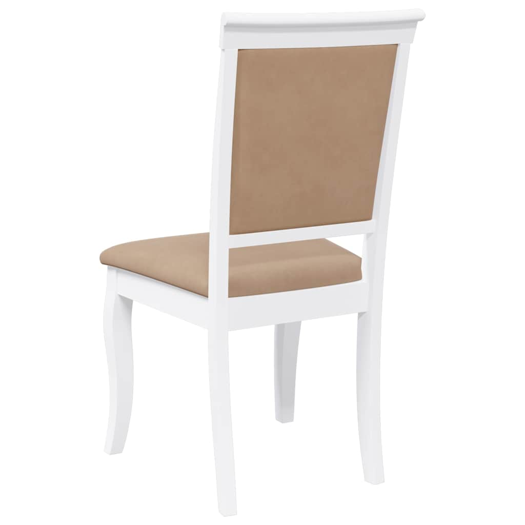 Chaises à manger coussins 2 pcs blanc bois massif caoutchouc