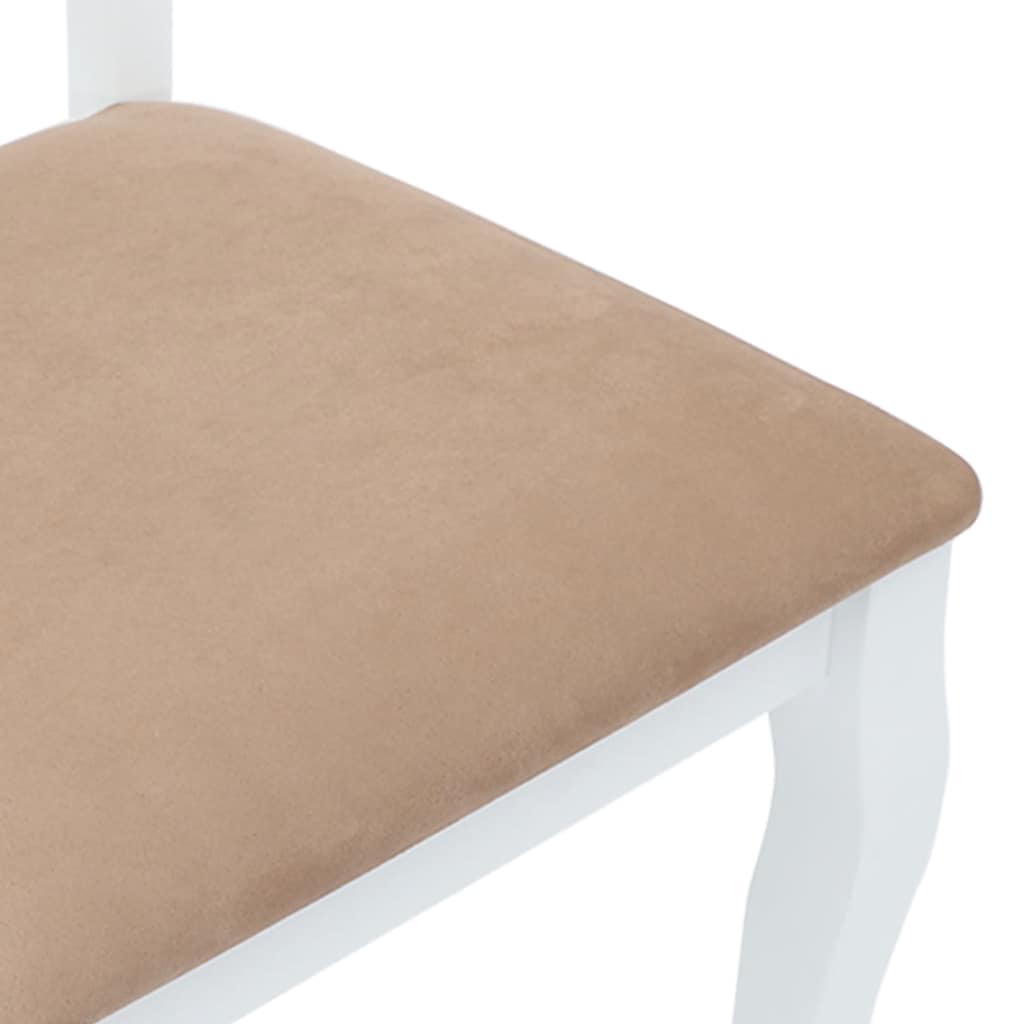 Chaises à manger coussins 2 pcs blanc bois massif caoutchouc