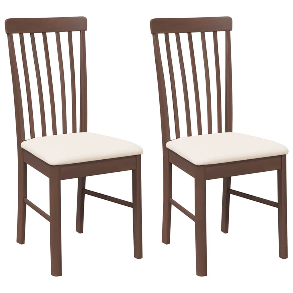 Chaises à manger coussins 2 pcs marron bois massif caoutchouc