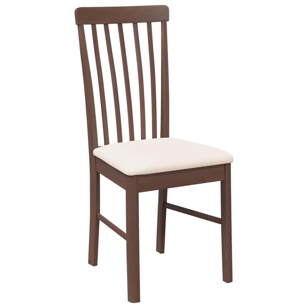 Chaises à manger coussins 2 pcs marron bois massif caoutchouc