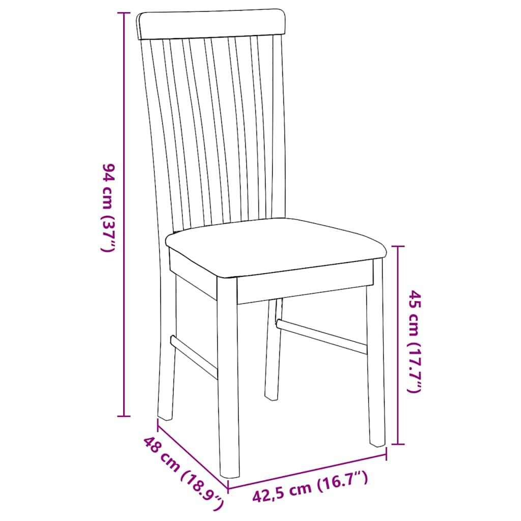 Chaises à manger coussins 2 pcs marron bois massif caoutchouc