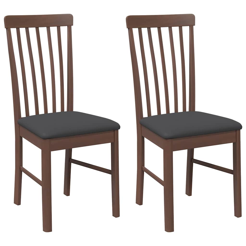 Chaises à manger coussins 2 pcs marron bois massif caoutchouc