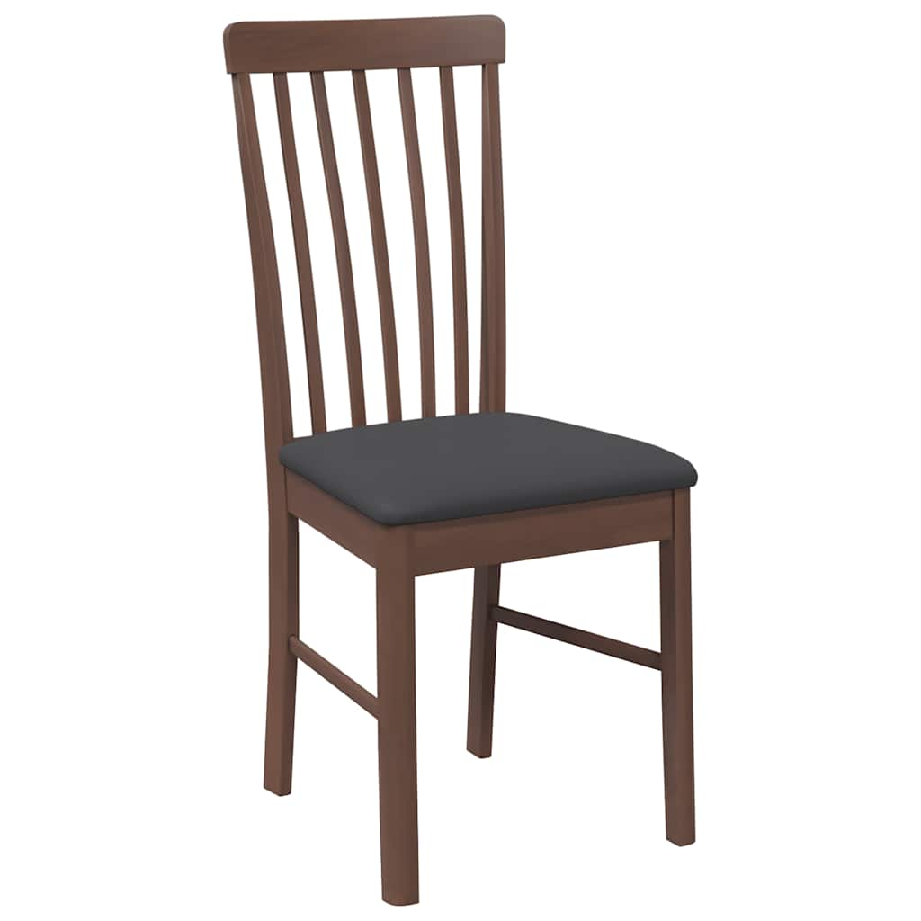 Chaises à manger coussins 2 pcs marron bois massif caoutchouc