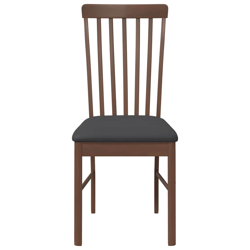 Chaises à manger coussins 2 pcs marron bois massif caoutchouc