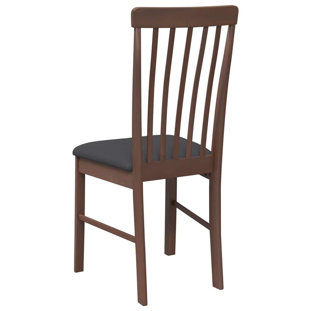 Chaises à manger coussins 2 pcs marron bois massif caoutchouc