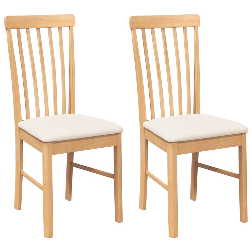 Chaises à manger coussins 2 pcs bois massif caoutchouc