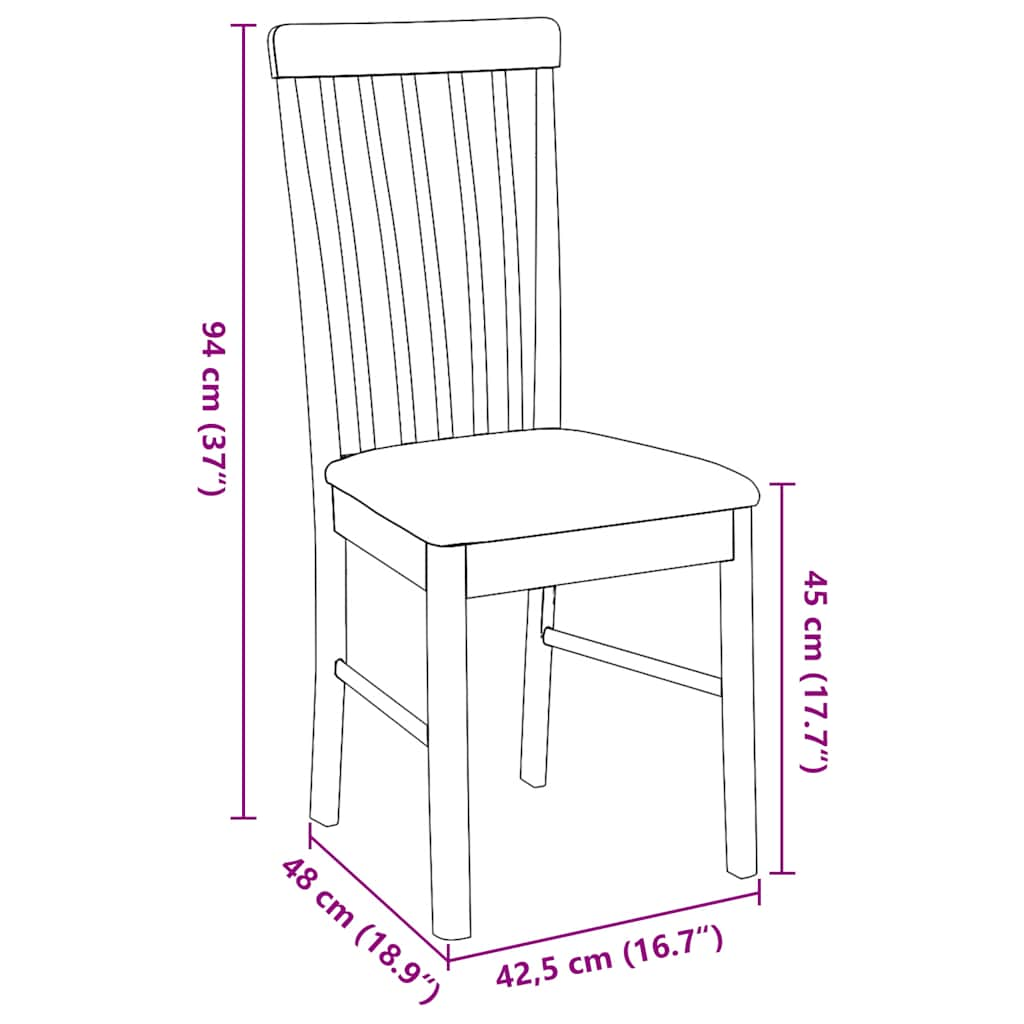 Chaises à manger coussins 2 pcs bois massif caoutchouc